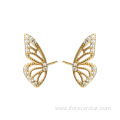 Silver 925 Studded Butterfly Wing Bling Earrings